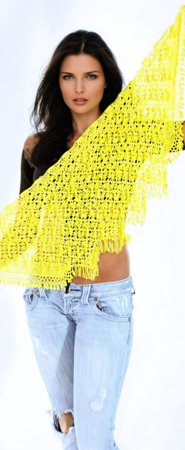 Crochet Hip Scarf yellow 10051