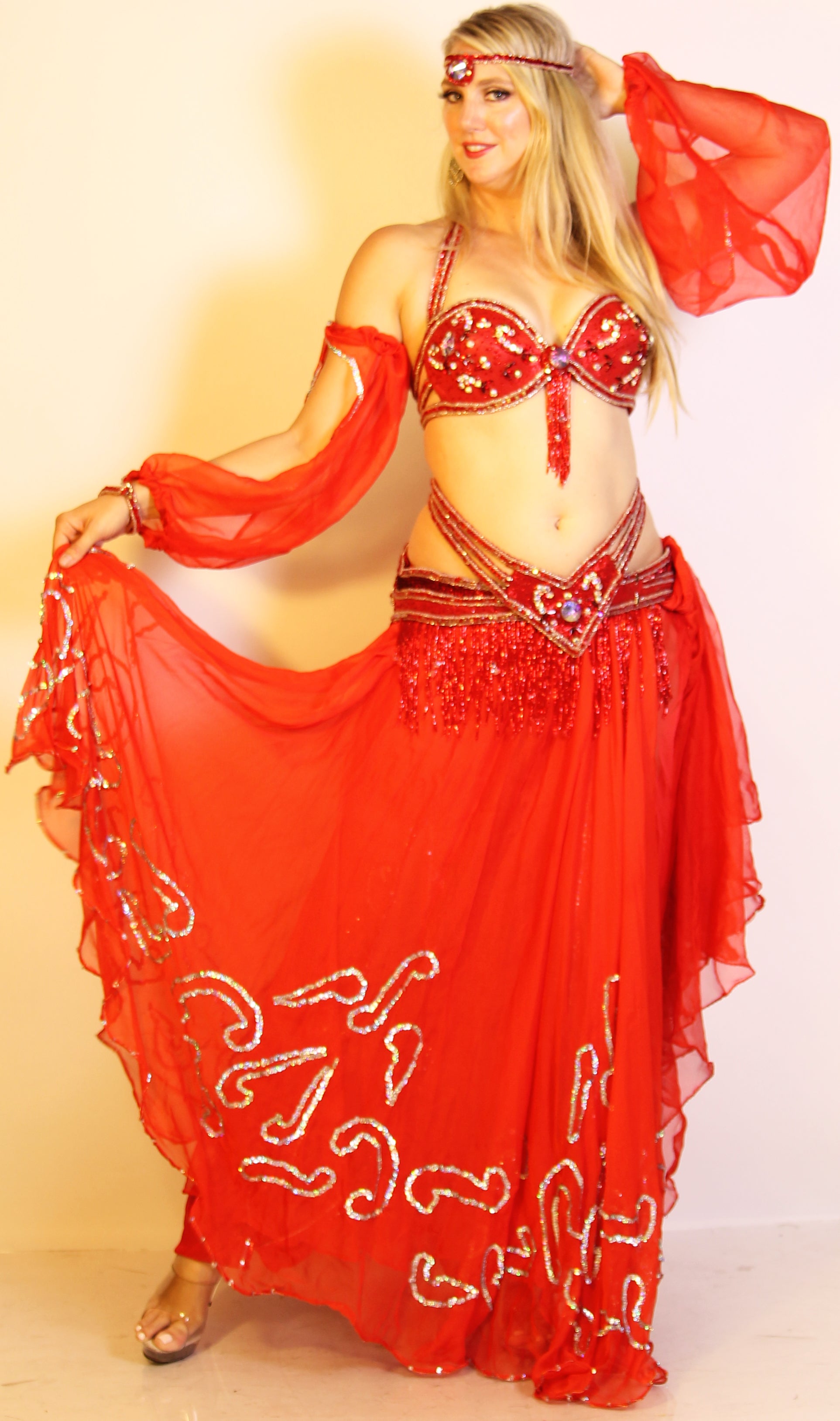 Gold Egyptian Coin and Fringe Belly Dance Costume