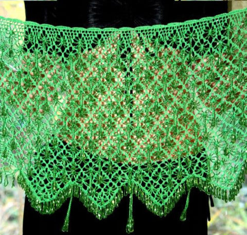 Crochet Hip Scarf 1112 green